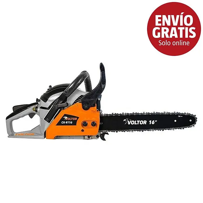Motosierra de gasolina CH4116 - 1,5 kW, 41 cm³, Longitud de la cuchilla: 40 cm - Motosierra Voltor de 16" naranja, gris y negra, modelo CH 4116.