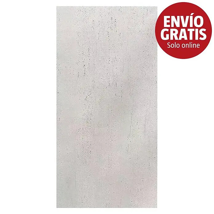 Panel de pared Travertine - 60 x 120 cm, Martha White, 2 ud. - Azulejo rectangular gris claro con superficie texturizada, tipo hormigón.