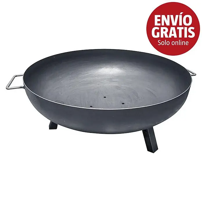 Brasero Lume con patas - Diámetro: 80 cm, Acero - Brasero de metal gris oscuro con asas y tres patas.