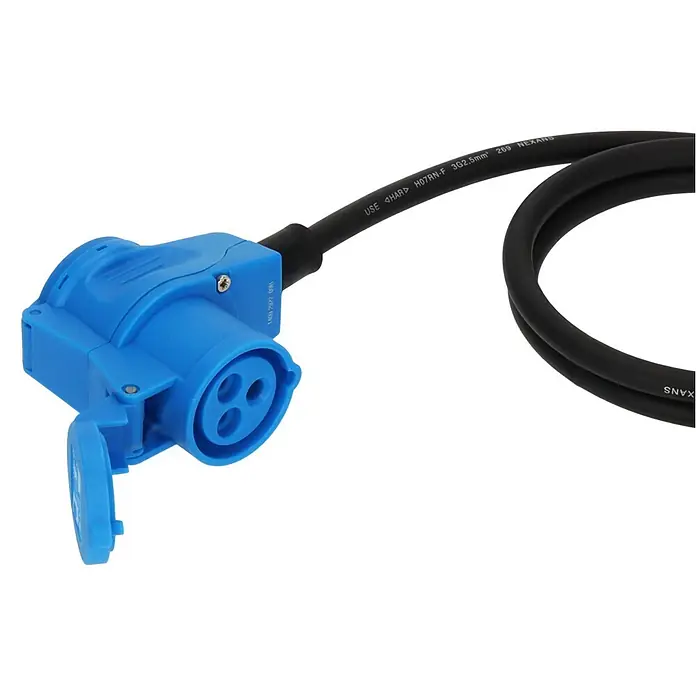 Brennenstuhl Verlängerungskabel Camping-Adapterleitung CEE-Stecker und Winkelkupplung - 1,5 m, IP44, H07RN-F - Blauer Industrie-Stecker mit schwarzem Stromkabel.