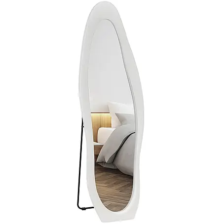 HOMCOM-Ganzkörperspiegel-50L x 4B x 160H cm-Weiß Wellenförmig