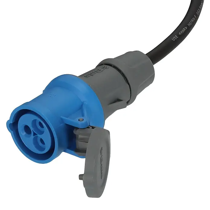 Brennenstuhl Verlängerungskabel Camping-Adapterkabel CEE-Kupplung Schutzkontakt - 1,5 m, IP44, H07RN-F - Blaue und graue CEE-Industriesteckdose, Buchse, mit Klappdeckel und schwarzem H07RN-F 3G2.5mm Kabel.