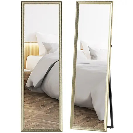 HOMCOM-Ganzkörperspiegel-50L x 4B x 160H cm-Gold