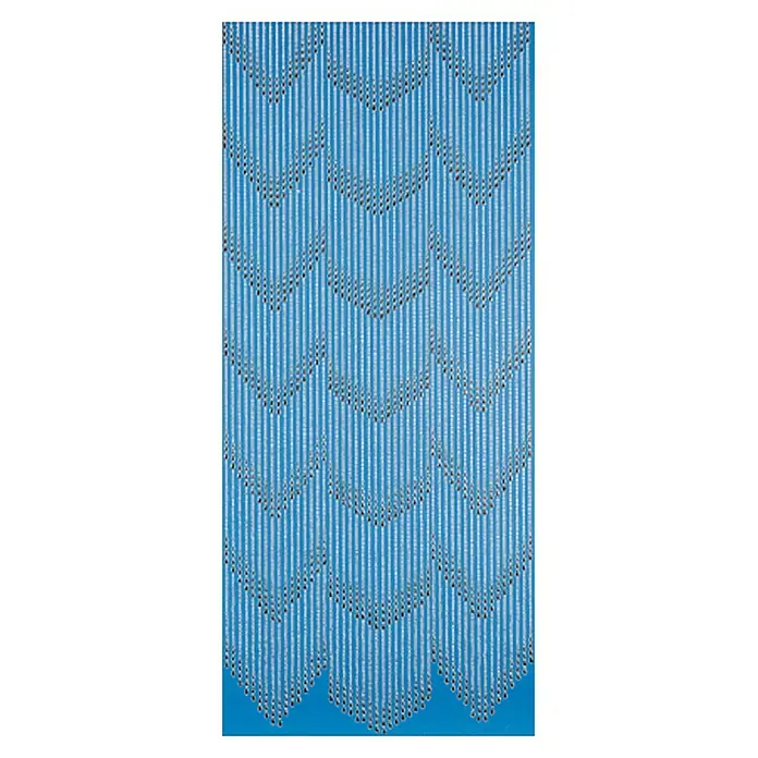 Perlenvorhang Riviera - Naturweiß/Braun, 90 x 210 cm - Blaue Perlenvorhang mit einem sich wiederholenden Zickzackmuster, ein stilvolles Wohnaccessoire.