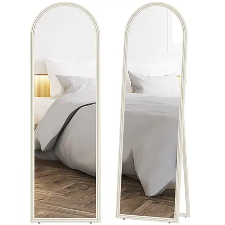HOMCOM-Ganzkörperspiegel-50L x 3,7B x 160H cm-Weiß