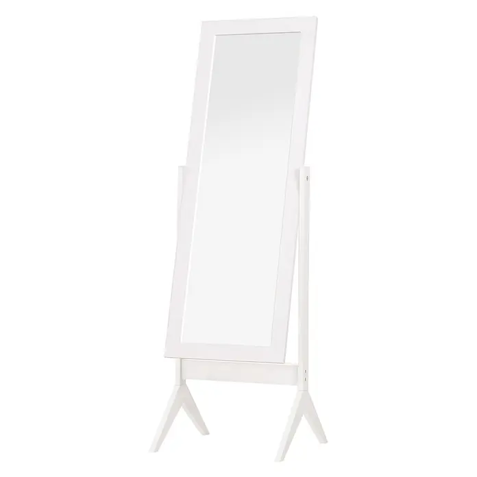 HOMCOM-Standspiegel-B47 x T46 x H148 cm-Weiß -  - Weißer Standspiegel aus Holz mit verstellbarem Gestell.