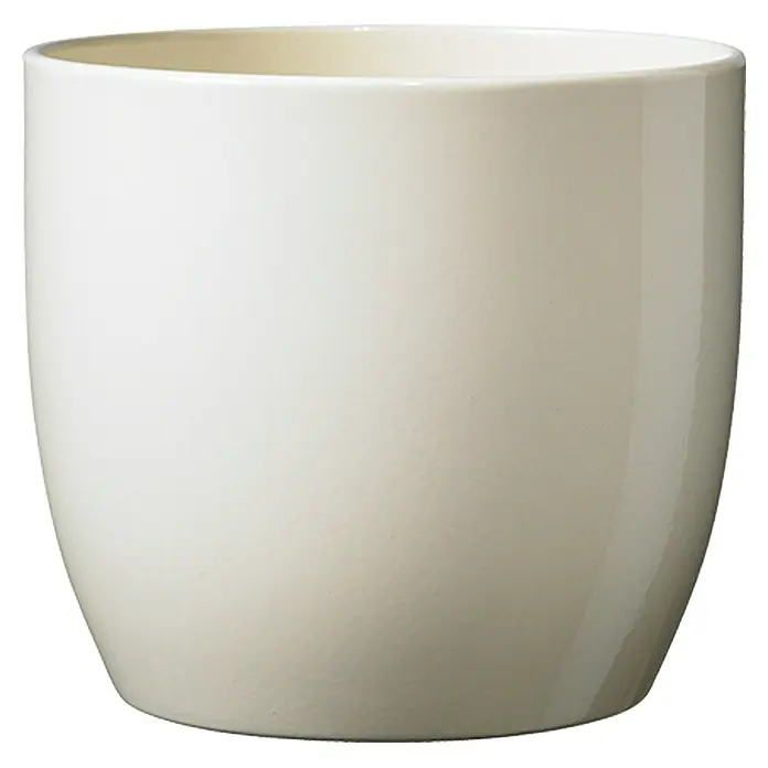 SK Übertopf rund Basel Full Colore - Außenmaß (Ø x H): 21 x 20 cm, Vanilla, Keramik, Glänzend - Elegantes, cremefarbenes Keramikgefäß für Pflanzen. Ein schlichter, runder Übertopf, der sich ideal für Innenräume eignet und Pflanzen in Szene setzt.