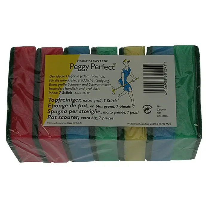 Topfreiniger - 10,5 x 8 x 3 cm, 7 Stk. - Abgebildet sind Peggy Perfect Topfreiniger, 7 Stück, extra groß, ideal für die gründliche Reinigung im Haushalt.
