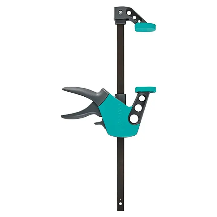 Wolfcraft Tornillo de apriete monomanual EHZ Easy - Anchura de sujeción: 300 mm, Apertura máxima: 75 mm - Sargento de una mano Wolfcraft, de sujeción rápida para operación con una mano. Herramienta para fijar y sujetar piezas de trabajo, versátil.