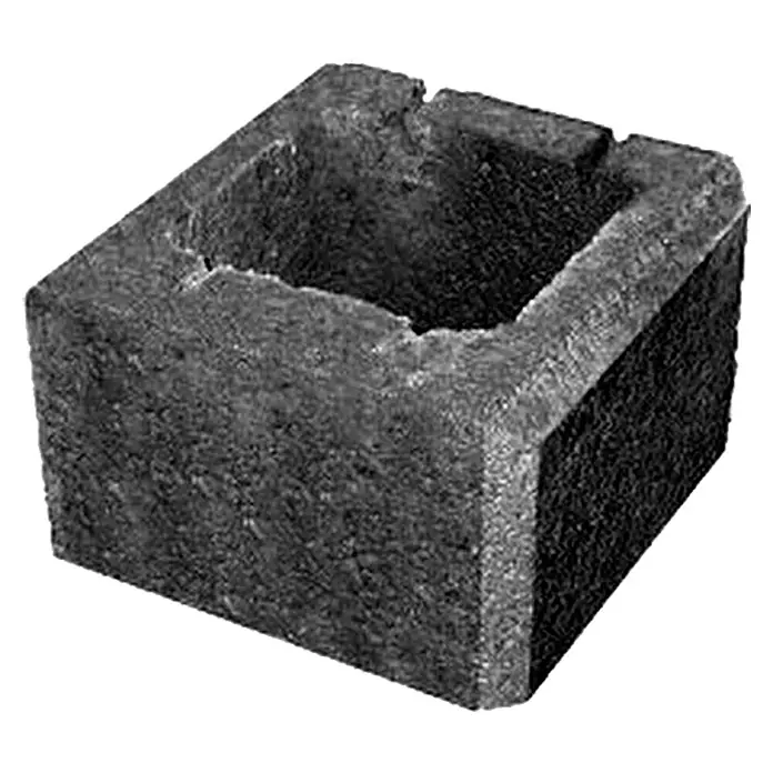 EHL Planomur Mauerstein Pfeilerstein - Anthrazit, 32,5 x 32,5 x 20 cm, Beton - Ein einzelner grauer Betonpflanzstein mit einem Hohlraum in der Mitte, ideal für Gartenprojekte.