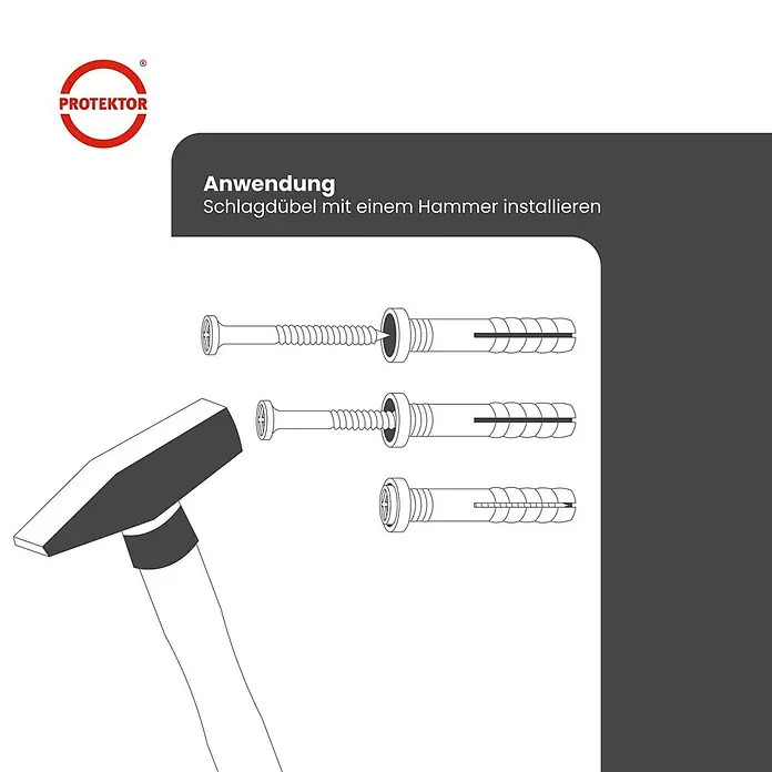 Protektor Schlagdübel - Stahl - Anwendung: Schlagdübel mit einem Hammer installieren.
