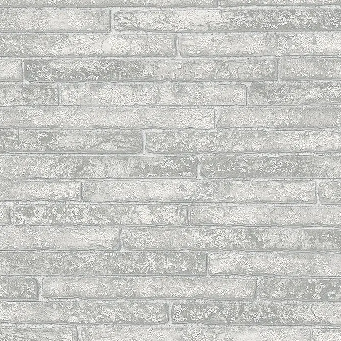 Marburg Sand & Stones Vliestapete Steinmauer I - Hellgrau, Steinoptik, 10,05 x 0,53 m - Hellgraues strukturiertes Ziegelstein-Tapetenmuster.
