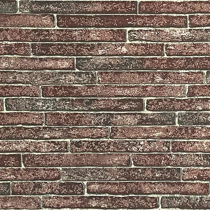 Marburg Sand & Stones Vliestapete Steinmauer I - Rot, Steinoptik, 10,05 x 0,53 m - Rotbraunes Ziegelsteinmuster mit hellen Fugen, ideal für Tapeten oder Wandverkleidungen.