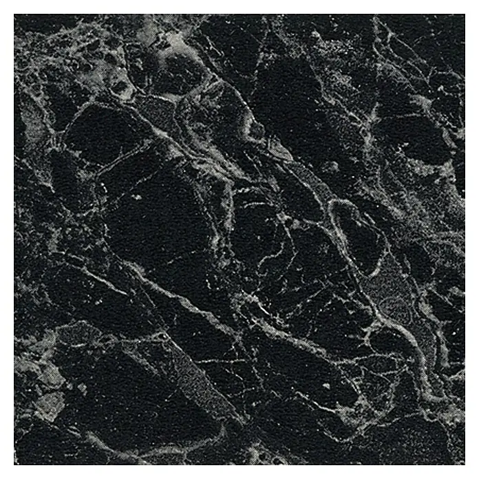 Resopal Basic Küchenarbeitsplatte nach Maß - Cape Noire, Stärke: 3,8 cm, Breite: 60 cm - Nahaufnahme eines schwarzen Marmor-Musters mit weißen Adern, ideal für luxuriöse Oberflächen und Designs mit edlem Touch.