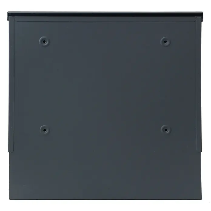 Mendler Briefkasten HWC-B28,pulverbeschichtet ~ anthrazit -  - Dunkelgraue Metallplatte, möglicherweise eine Briefkastenrückwand, mit vier runden Befestigungslöchern.
