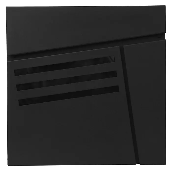 Mendler Briefkasten HWC-B28, pulverbeschichtet - schwarz -  - Schwarzer matter Metallbriefkasten mit horizontalen Sichtschlitzen und schrägem Design.