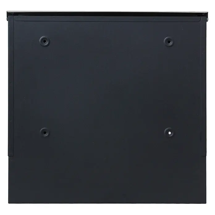 Mendler Briefkasten HWC-B29, pulverbeschichtet - schwarz/Edelstahl -  - Schwarze Metallplatte mit vier versenkten Befestigungspunkten.