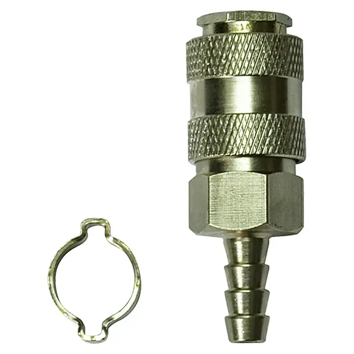Craftomat Schlauchkupplung Universal - 8 x 13 mm - Metallischer Schnellkupplungsstecker mit gerändelter Oberfläche und Schlauchanschlussstück für eine einfache Verbindung.