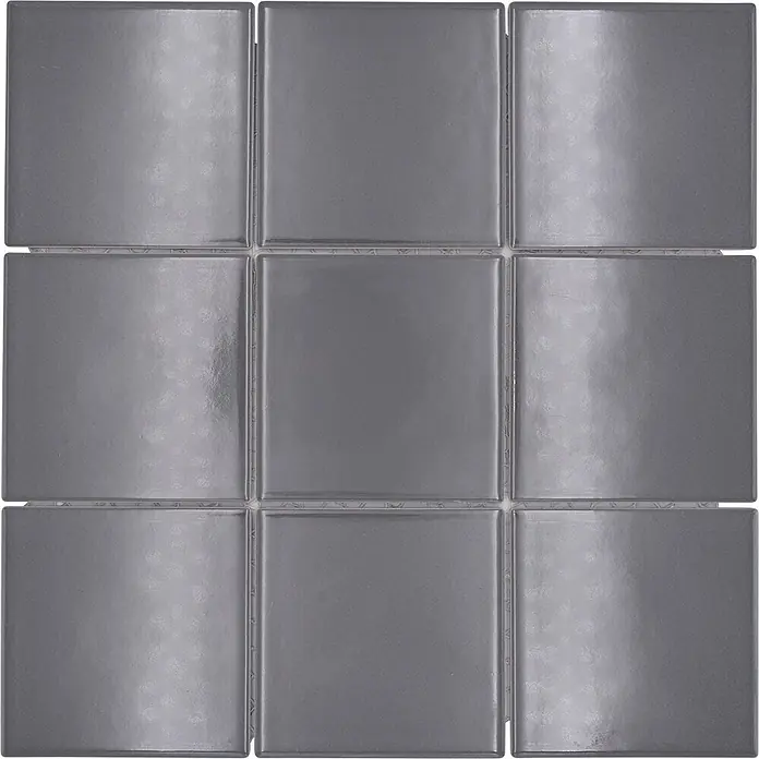 Mosaikfliese Quadrat Uni CQ 110 - 29,8 x 29,8 cm, Grau, Glänzend - Graue quadratische Mosaikfliesen mit glänzender Oberfläche.