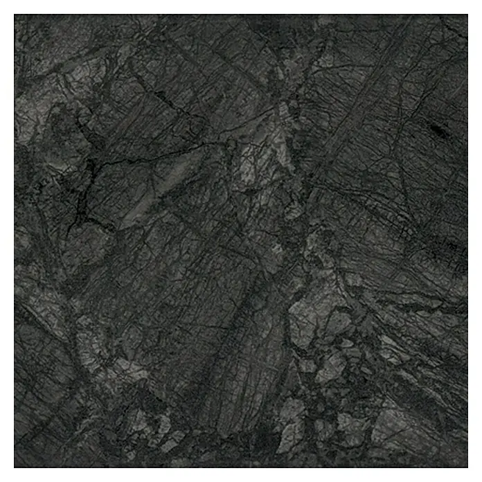 Resopal Copete - Raja negro, 60 cm - Detalle de una losa de mármol oscuro pulido con vetas finas y claras que crean una textura intrigante.