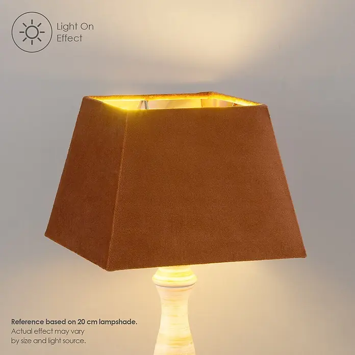 Home Sweet Home Lampenschirm Velvet - Braun-Gold, E27, 20 x 14 x 14 cm - Tischlampe mit quadratischem braunem Lampenschirm und hellem Sockel, warm leuchtend.