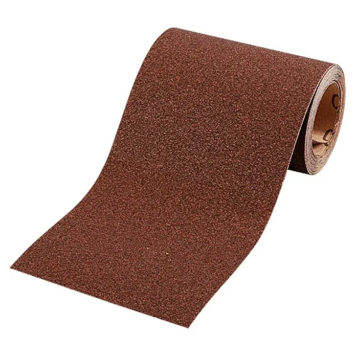 Craftomat Schleifpapier - 3 m x 115 mm, Körnung: 40, Klemmen - Rolle Schleifpapier mit brauner, körniger Oberfläche, ideal zum Glätten von Holz und Metall.