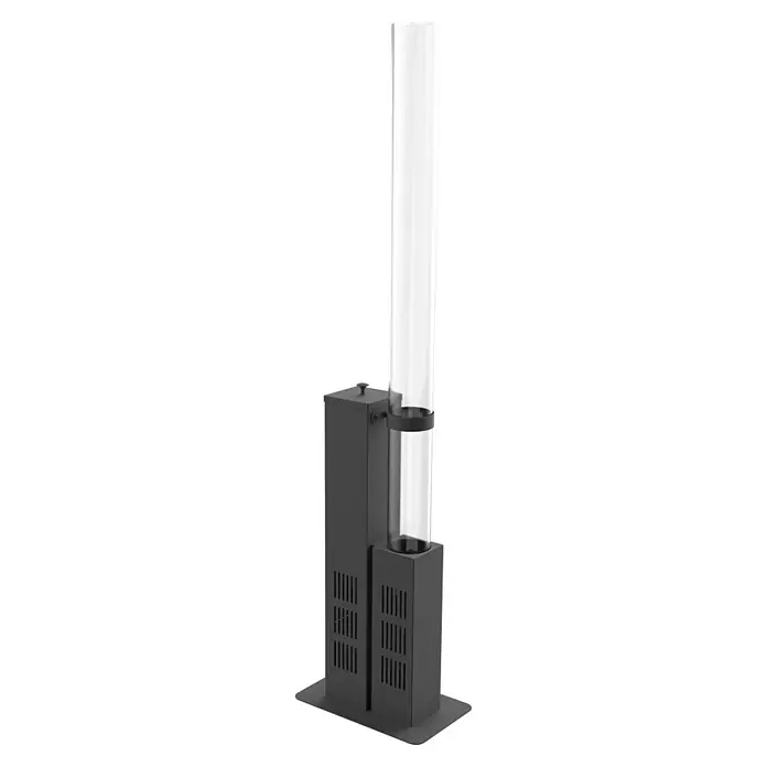 Feuerrohr - Höhe: 124,5 cm, Glas - Dunkelgrauer Terrassenheizer mit hohem Klarglaszylinder und Lüftungsschlitzen.