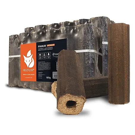 Heizfuxx  Holzbriketts PiniKay Octagon Hartholz 10kg x 2 Gebinde 20kg