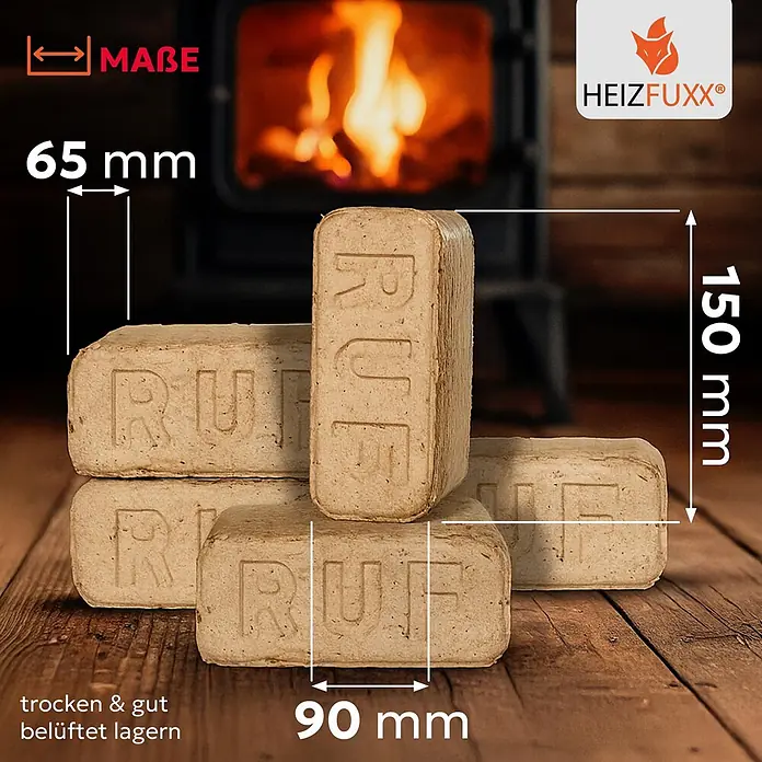 Heizfuxx RUF Original Red Holzbriketts Hartholz 10kg x 96 Gebinde 960kg Palette - 