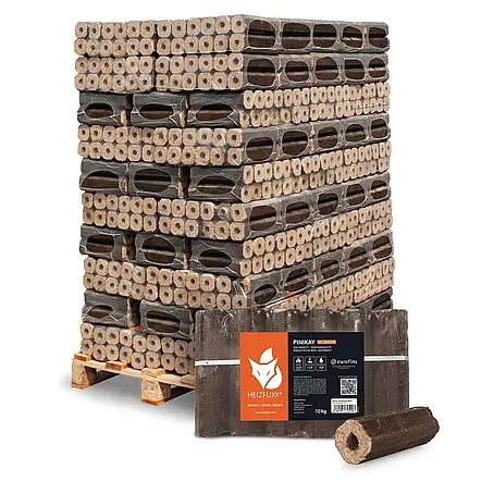 Heizfuxx  Holzbriketts PiniKay Octagon Hartholz 10kg x 96 Gebinde 960kg Palette