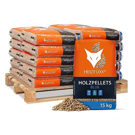 Heizfuxx  Holzpellets Blue ENplus A1 Weichholz 15kg x 20 Sack 300kg Palette