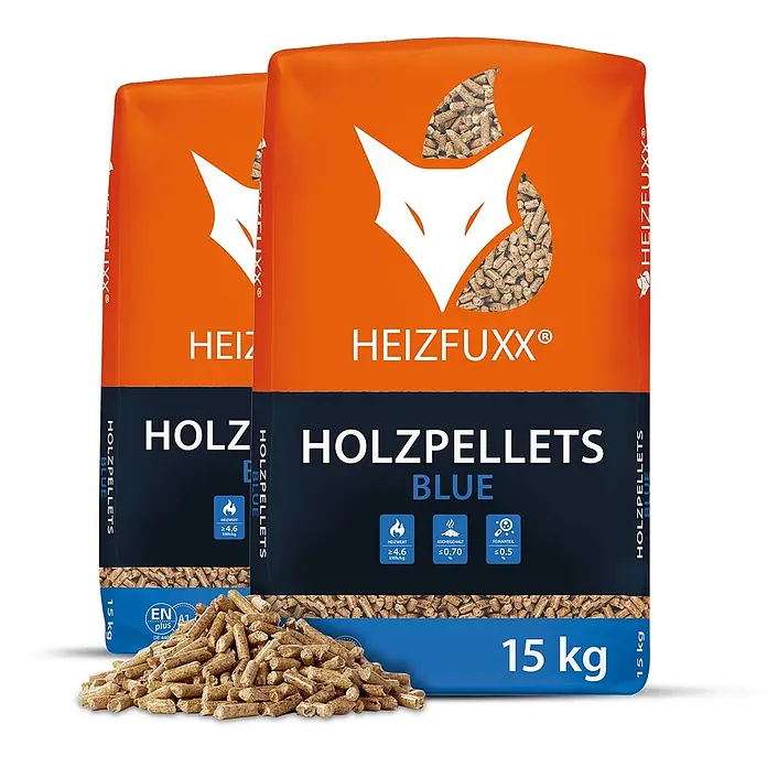Heizfuxx Holzpellets Blue ENplus A1 Weichholz 15kg x 2 Sack 30kg - 