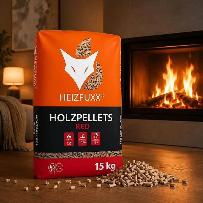 Heizfuxx Holzpellets Red ENplus A1 Hartholz 15kg x 2 Sack 30kg - 