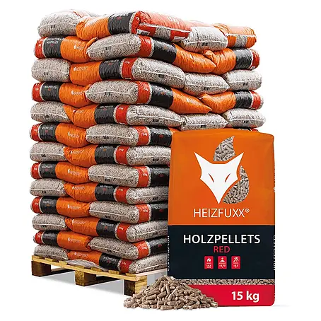 Heizfuxx  Holzpellets Red ENplus A1 Hartholz 15kg x 65 Sack 975kg Palette
