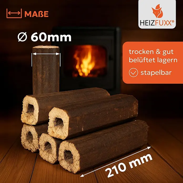 Heizfuxx Holzbriketts PiniKay Octagon Hartholz 10kg x 96 Gebinde 960kg Palette - 