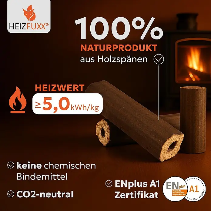Heizfuxx Holzbriketts PiniKay Octagon Hartholz 10kg x 96 Gebinde 960kg Palette - 