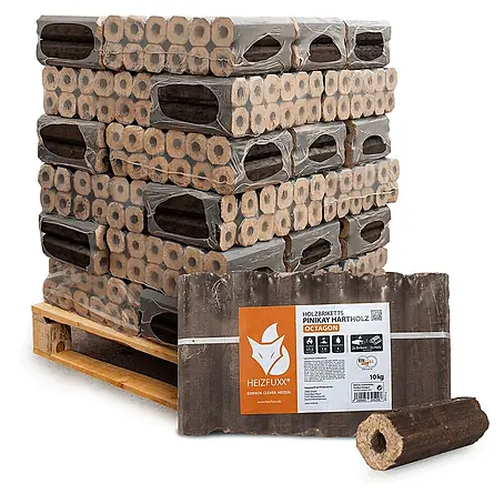 Heizfuxx  Holzbriketts PiniKay Octagon Hartholz 10kg x 30 Gebinde 300kg Palette