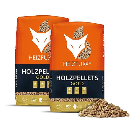 Heizfuxx  Holzpellets Gold HD-Qualität ENplus A1 Nadelholz 15kg x 2 Sack 30kg