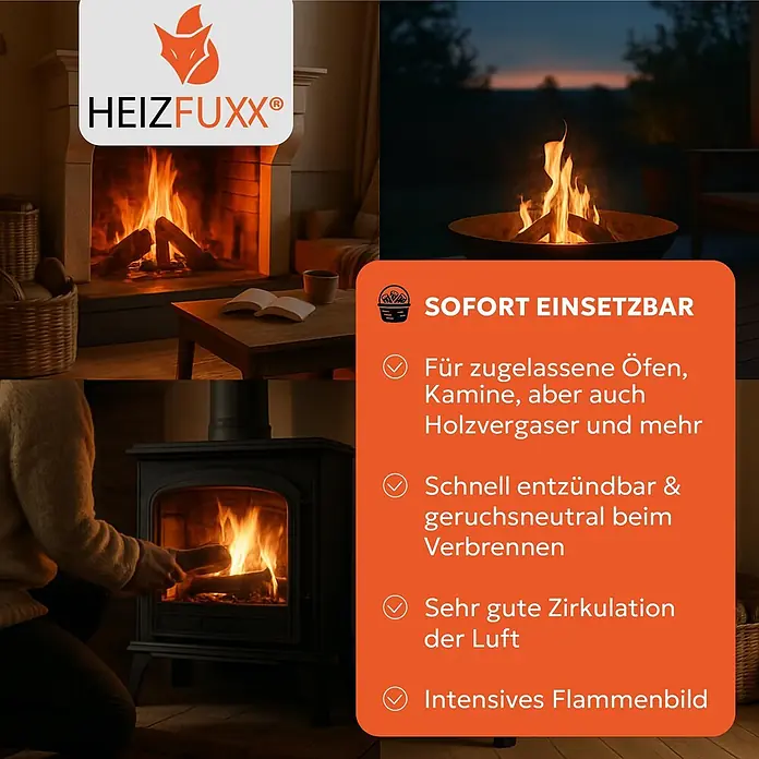 Heizfuxx Holzbriketts PiniKay Octagon Hartholz 10kg x 96 Gebinde 960kg Palette - 