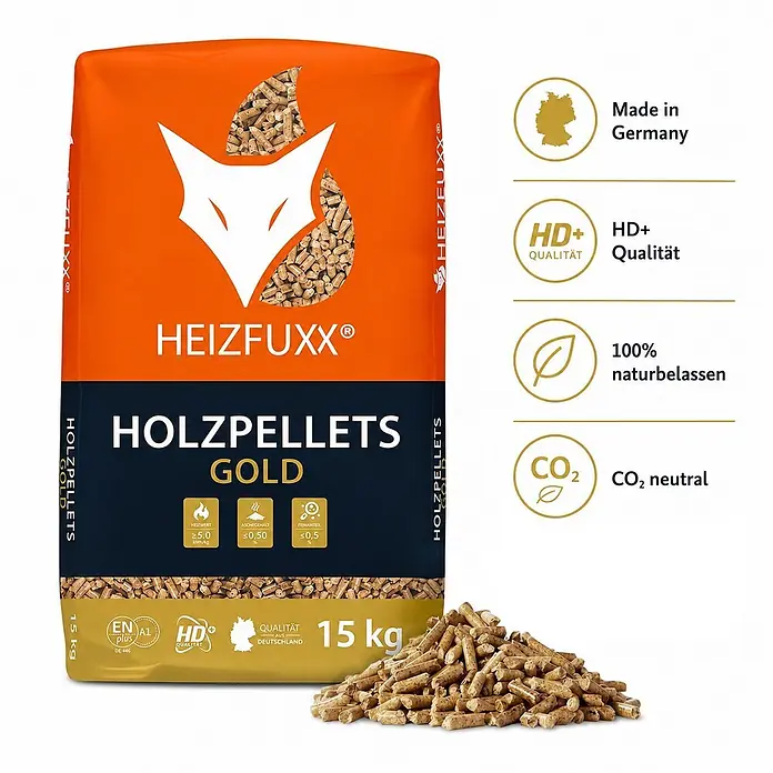 Heizfuxx Holzpellets Gold HD-Qualität ENplus A1 Nadelholz 15kg x 2 Sack 30kg - 