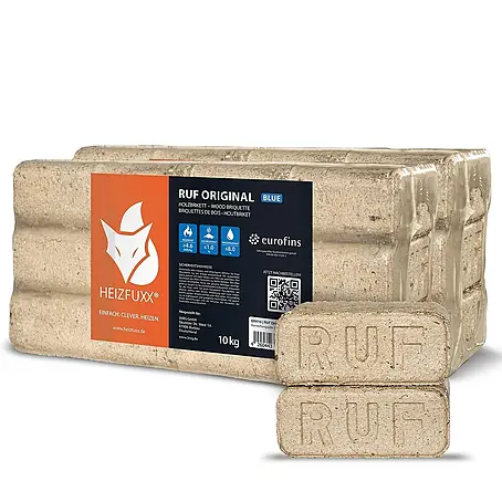 RUF Original Blue Holzbriketts Nadelholz 10kg x 2 Gebinde 20kg