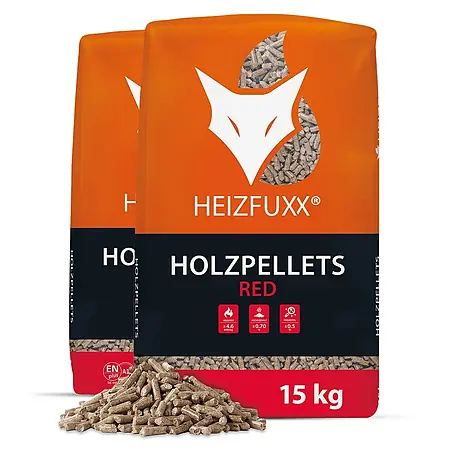 Heizfuxx  Holzpellets Red ENplus A1 Hartholz 15kg x 2 Sack 30kg