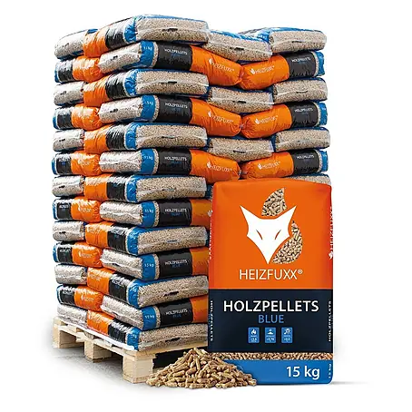Heizfuxx  Holzpellets Blue ENplus A1 Weichholz 15kg x 65 Sack 975kg Palette