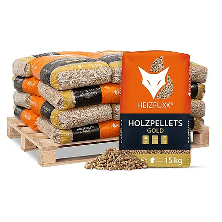 Heizfuxx  Holzpellets Gold HD-Qualität ENplus A1 Nadelholz 15kg x 20 Sack 300kg Palette