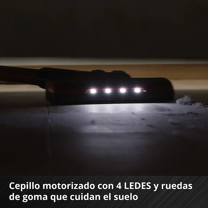 Einhell PXC 18V Batería - 18 V, 4 Ah - Cepillo motorizado con 4 LEDES y ruedas de goma que cuidan el suelo.