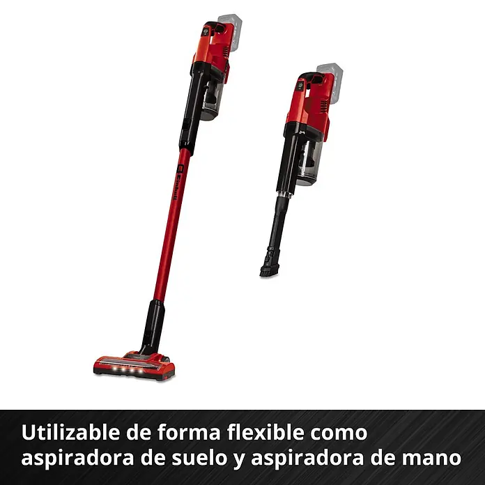 Einhell PXC 18V Batería - 18 V, 4 Ah - Aspiradora escoba inalámbrica roja y negra, flexible como aspiradora de suelo y de mano.