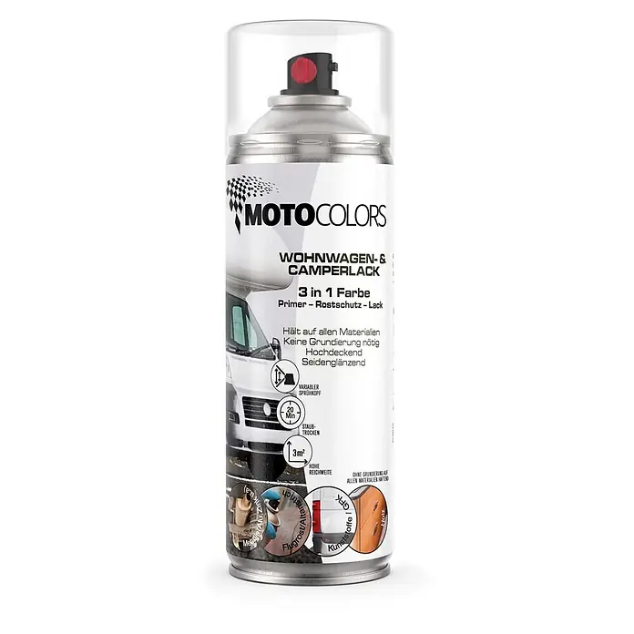 MotoColors Wohnwagen & Camperlack 400ml RAL9007 Graualu Seidenglanz - 