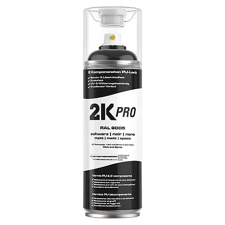 2K PRO 2 Komponenten Sprühfarbe 400ml Schwarz Matt