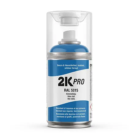2K Pro  Farbspray 2 Komponenten Sprühfarbe 250ml RAL5015 Himmelblau Glanz