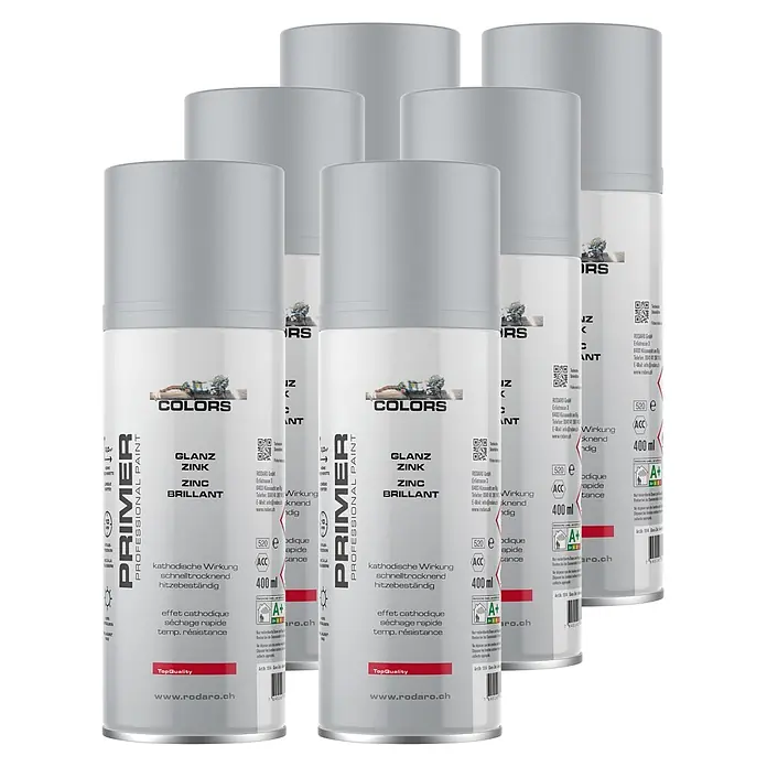 Colors Farbspray Zink-Alu Sprühlack 6er Set 400ml Silber - Zink-Alu, Sprühdose
